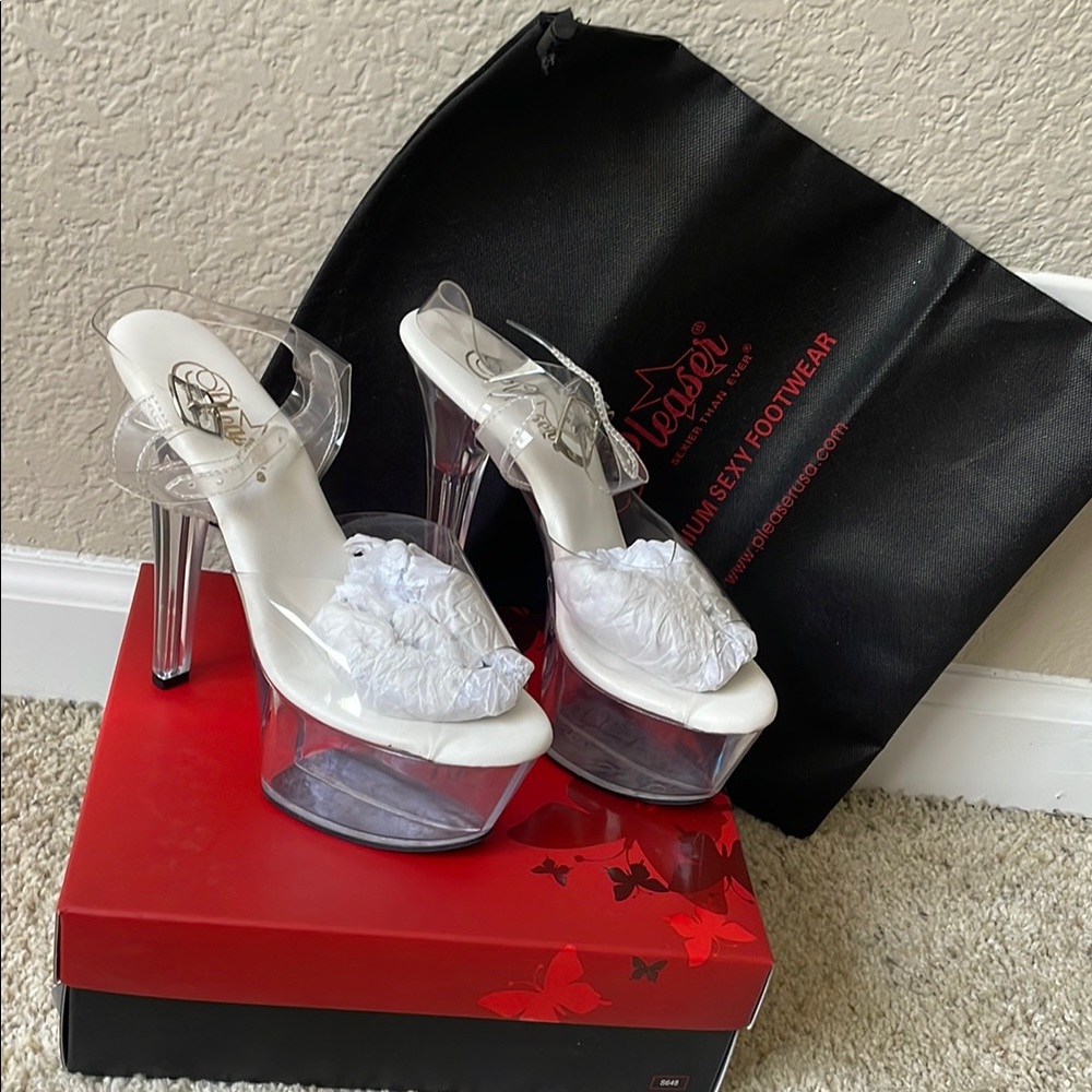 Pleaser White Platform Shoes with Modern Design